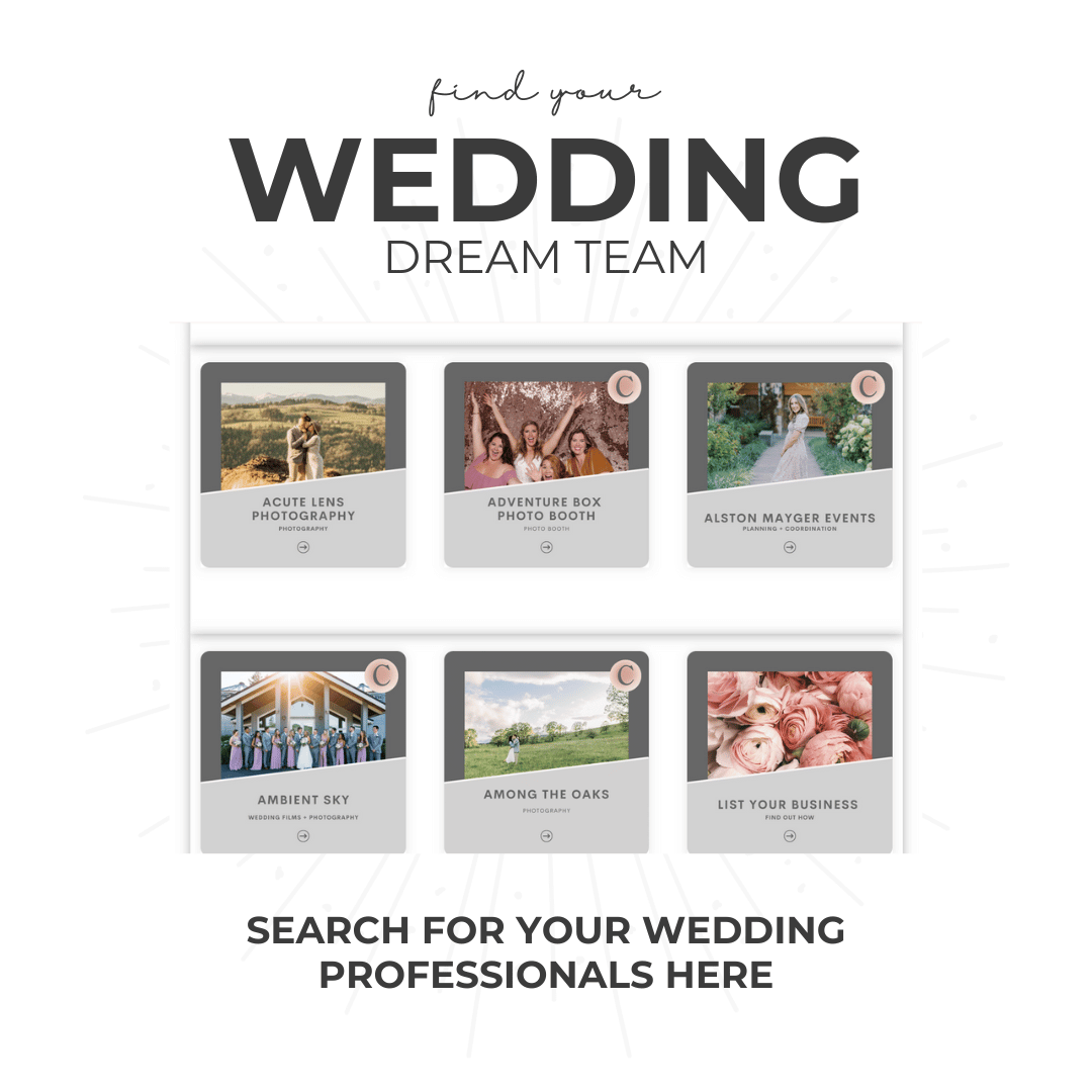 Find Your Wedding Pros (1080 x 1080 px)(2) a white square sign with black text and black text