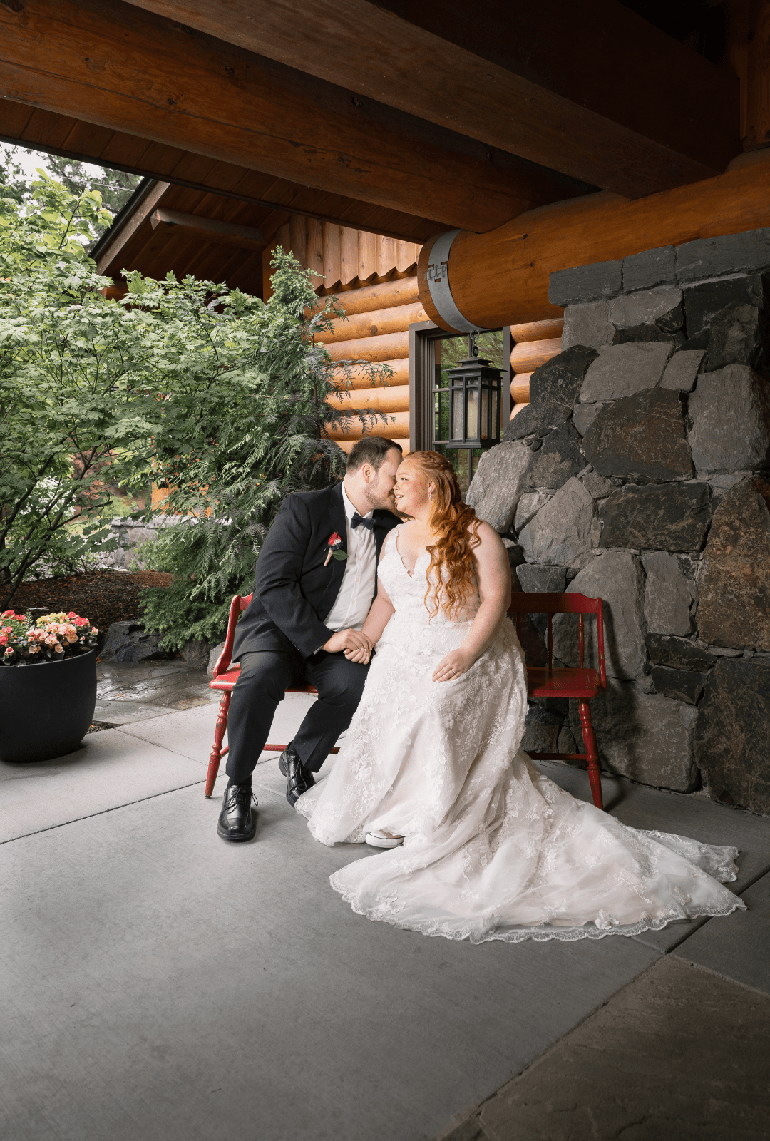 Consciously Captured - PNW Weddings - Photographer - Portland - Bride And Groom Posed Outside Of Lodge-min consciouslycaptureddancingcouple