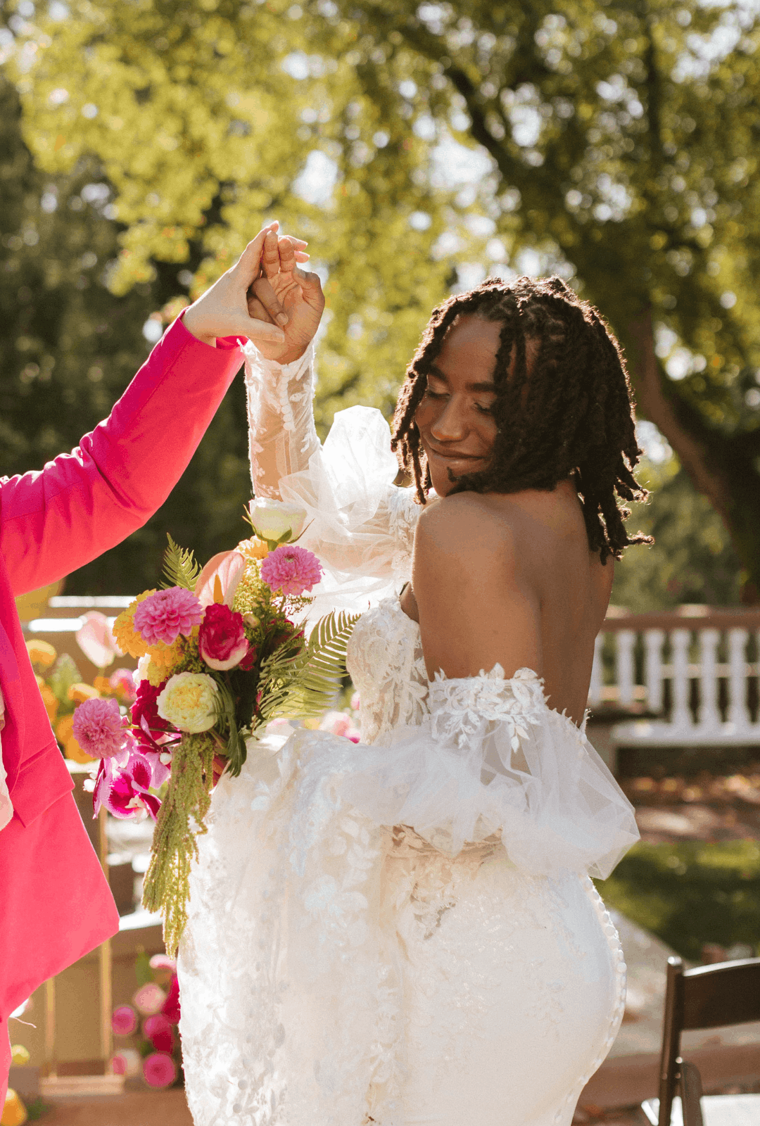 PNW Weddings - Twinflower Photography Design - Pink Tropical Wedding Bouquet At the Lairmont Manor In Bellingham Washington