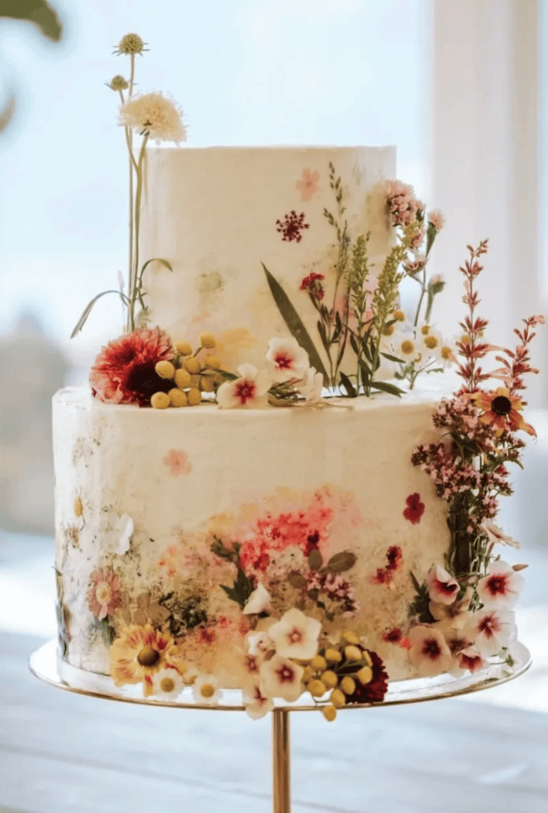 PNW Weddings - Little Banana Bakery - Whimsical Floral Cake For Garden Wedding In Portland